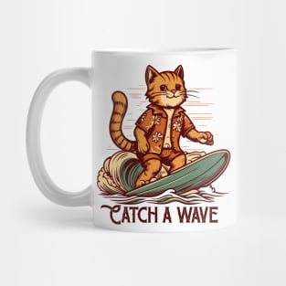 Cartoon Mascot Cat Surfing Mug